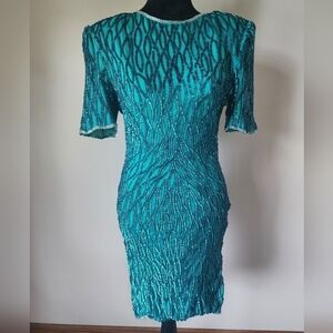 Vintage Mark & John By Sam Green Sequin Dress Women's Size L.